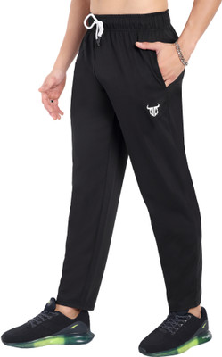 Go Devil Solid Men Black Track Pants