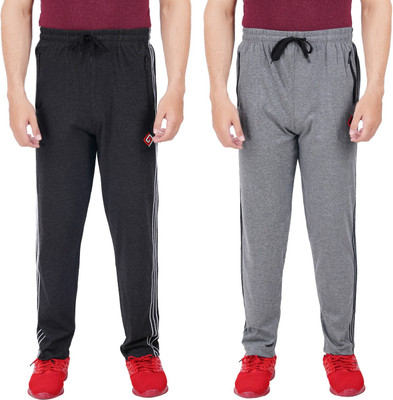 FEEL TRACK Solid Men Black, Grey Track Pants