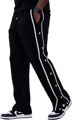 Nubik Clothing Striped Men Black Track Pants