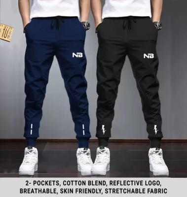 NB NICKY BOY Printed Men Blue, Black Track Pants