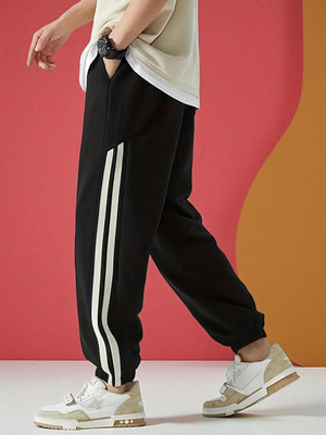 NIVEDANM Self Design Men Black Track Pants