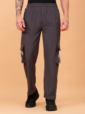 TrybeX Solid Men Grey Track Pants