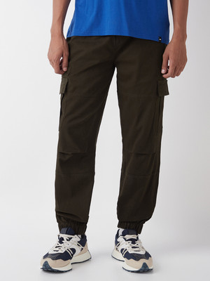 BEWAKOOF Solid Men Brown Track Pants