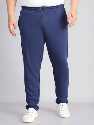 A nd J Solid Men Dark Blue Track Pants