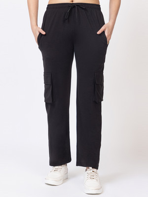 STARSEVEN Solid Women Black Track Pants