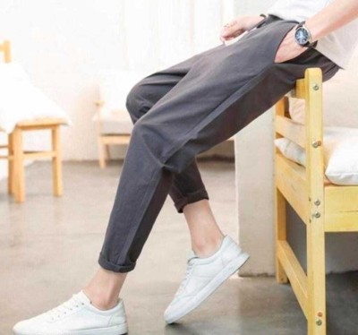 StyloHub Solid Men Grey Track Pants