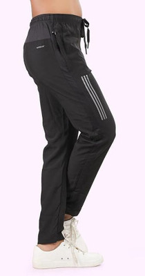 24 Street Solid Men Black Track Pants