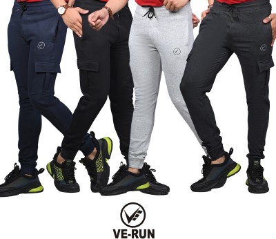 ve run Solid Men Blue, Black, Grey, Black Track Pants