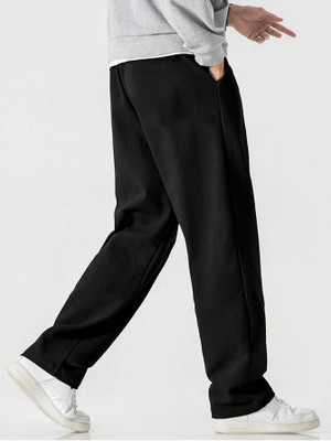 Dockstreet Solid Men Black Track Pants