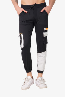 MindsArt Colorblock Men Black Track Pants