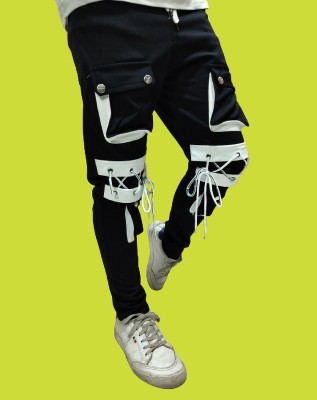 markview Colorblock Men Black Track Pants