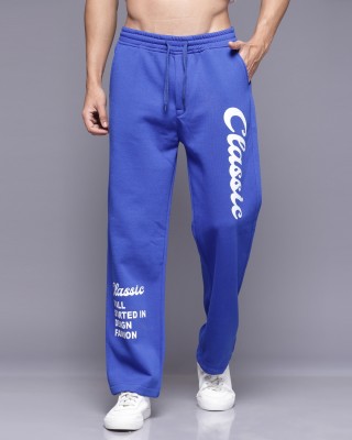 FLYNOFF Printed Men Light Blue Track Pants