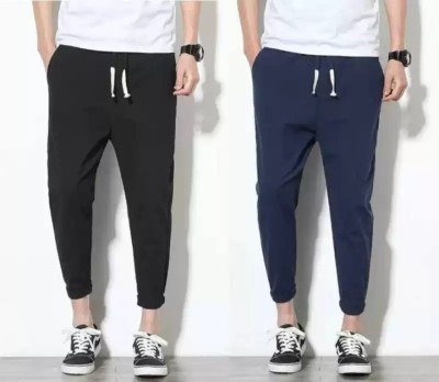 NishaNivi Solid Men Black, Blue Track Pants