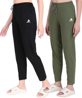 SEAPRINT Solid Women Black, Light Green Track Pants