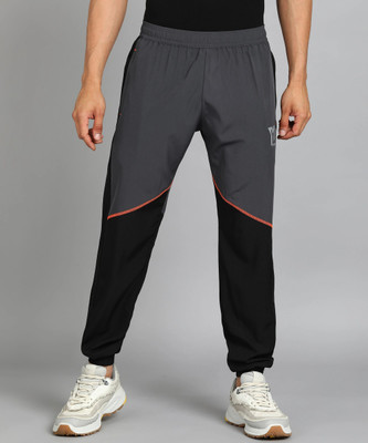 YUNEK Colorblock Men Grey, Black Track Pants