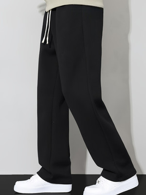 Dockstreet Solid Men Black Track Pants