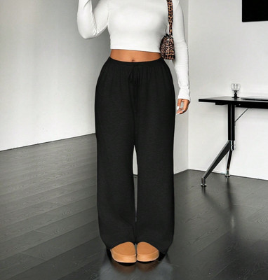 Dockstreet Solid Women Black Track Pants