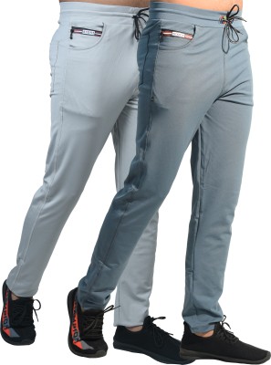 KHOZI Solid Men White, Light Blue Track Pants