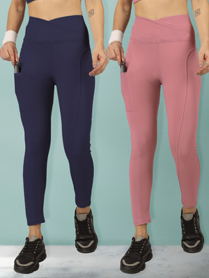 BEYOGINI Solid Women Blue, Pink Track Pants