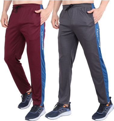 RiverHill Colorblock Men Brown, Maroon Track Pants