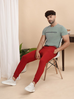 SWEET DREAMS Solid Men Red Track Pants