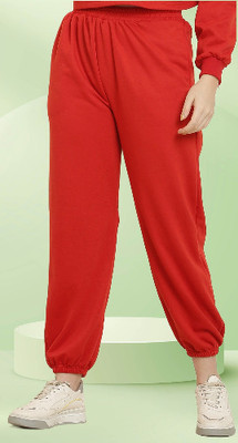 The Unicharm Solid Women Red Track Pants