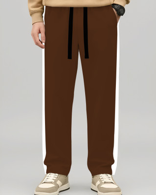 ENITOR Solid Men Brown, White Track Pants