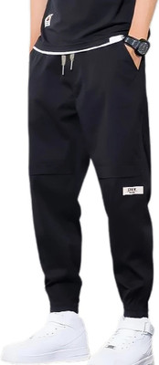 Joggers Park Solid Men Black Track Pants