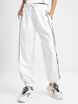 Tokyo Talkies Solid Women White Track Pants