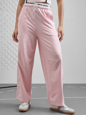 Tokyo Talkies Solid Women Pink Track Pants