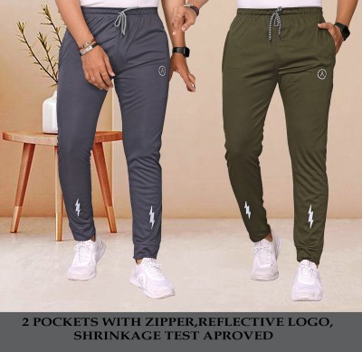 Kashvi Solid Men Grey, Green Track Pants