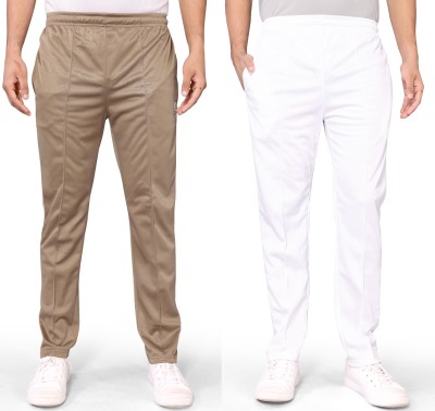 ESTRO Solid Men White, Brown Track Pants