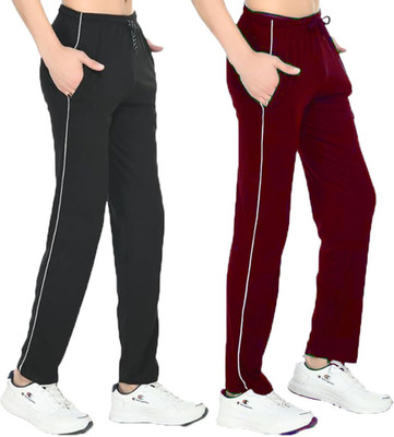 Diwazzo Solid Men Black, Maroon Track Pants