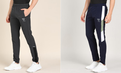 YUNEK Striped Men Blue, Grey Track Pants