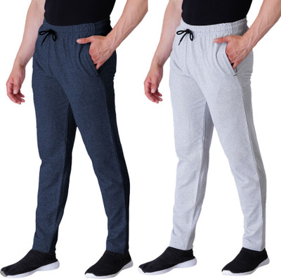 Peach Blossom Solid Men Blue, Grey Track Pants