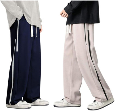 Leriya Fashion Solid Men Blue, White Track Pants