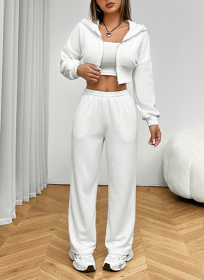 Dockstreet Solid Women White Track Pants