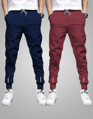 Reya Solid Men Blue, Maroon Track Pants