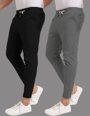 Yazole Solid Men Black, Grey Track Pants