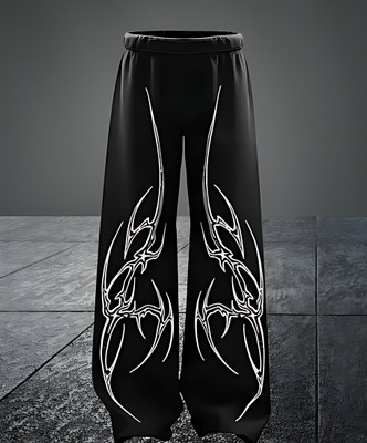 Whizzer Printed Men Black Track Pants