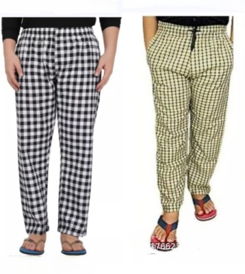 MASSIVE ENTERPRISES Checkered Men White, Yellow Track Pants