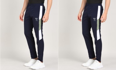 YUNEK Striped Men Blue Track Pants