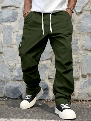 Rajovati Solid Men Dark Green Track Pants