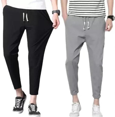 tanu Fashion Solid Men Black, Grey Track Pants