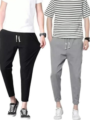 tanu Fashion Solid Men Black, Grey Track Pants
