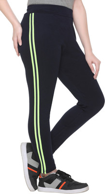 HouseOfCommon Solid, Striped Women Dark Blue Track Pants
