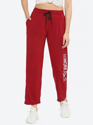Fashionable Printed Women Maroon Track Pants