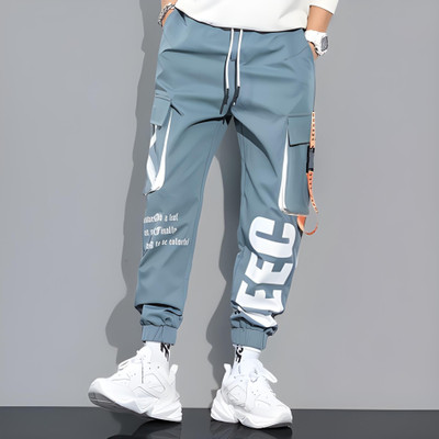 HVBK Printed Men Grey Track Pants