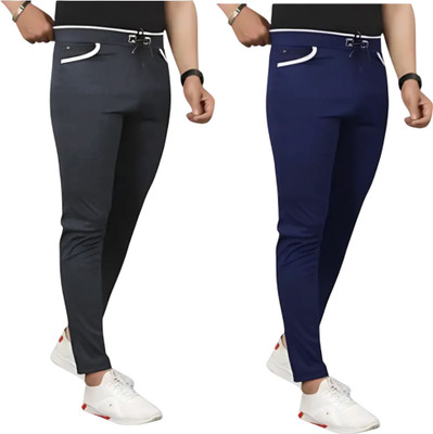 Venner Solid Men Grey, Blue Track Pants