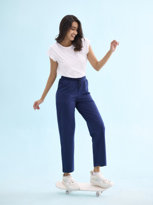 GO COLORS Solid Women Blue Track Pants